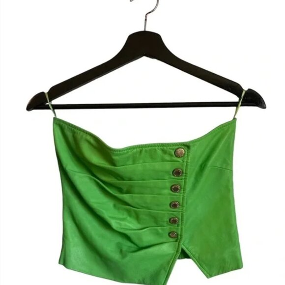 Retrofete Joelle Green Leather Strapless Bustier 💚💚💚 - Picture 5 of 5